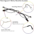 thumbnail image 4 of Viseng Half Frame Reading Glasses for Women Men Slim Half Moon Lens Readers Metal Semi Rimless Eyewear, 4 of 7