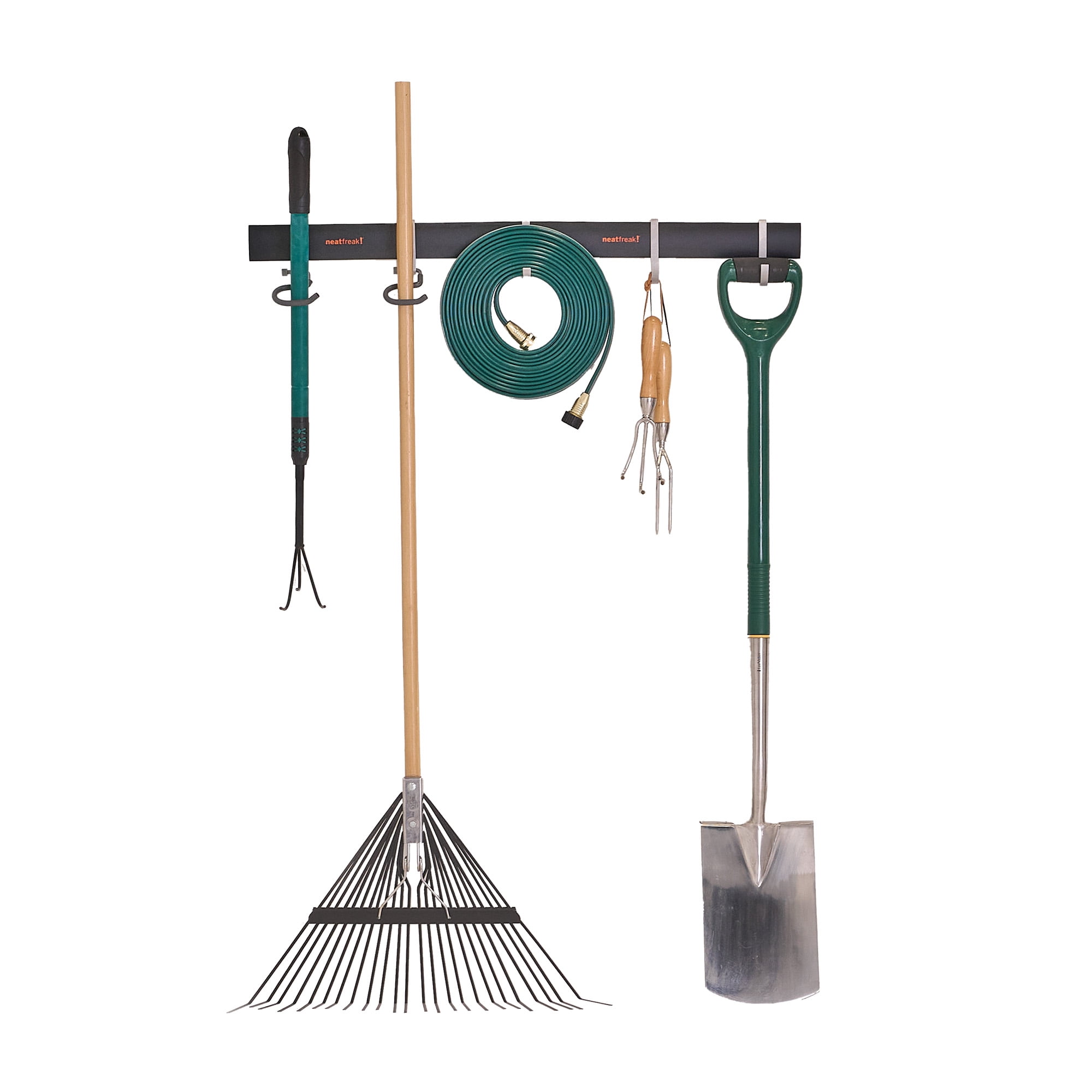 Neatfreak 7PC Garage Organizer 2x17" Tracks w/ 5 Hooks, Heavy-Duty Metal Wall Storage Solution
