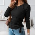 thumbnail image 2 of Pompotops Blouse à Manches Longues Col Rond Fendue pour Femmes, 2 of 9