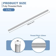 4Pcs M5-0.8x160mm Fully Threaded Rods, 304 Stainless Steel Thread Bar Studs