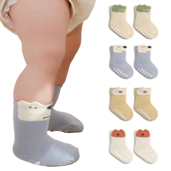 LYMAYTER 0-5Y Infant Toddler Anti-Slip Socks Grips Non-Skid Cotton Crew for Baby Boys Girls Walking‌ 1 Pair