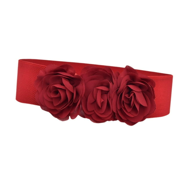 Cinturón de cintura elástico ancho para el vestido de cintura gruesa para suéter maxi camisas abrigo Rojo