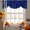 Navy Blue, Indigo, Denim, Cream, variant on Sage Green Texture Tie Up Valance Curtains for Windows, Kitchen Curtains Window Treatments, Country Farmhouse Burlap Stripes Short Window Shades Valances for Bedroom Bathroom Cafe 42"x12"