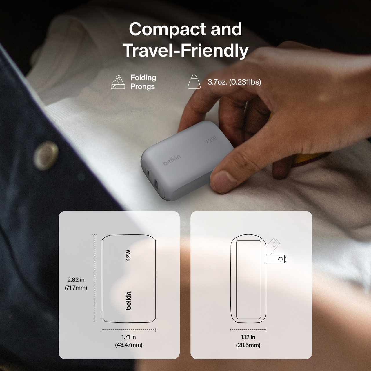 Belkin BoostCharge 42W Dual-Port USB Wall Charger, Silver photo 4