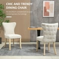 thumbnail image 3 of HOMCOM Armless Dining Chairs Set of 2, Modern Accent Chair with Wing Backrest, Linen Upholstery, Nailhead Trim for Living Room, Cream White, 3 of 9
