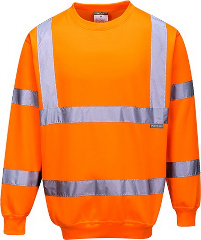 Portwest Workwear Mens Hi-Vis Hooded Zip Sweatshirt Orange SMALL