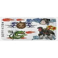 thumbnail image 1 of Dragon Kitchen Mat, Japanese Manga Dragon with a Man with Kimono Geisha Tribal Characters, Plush Decorative Kitchen Mat with Non Slip Backing, 47" X 19", Green Blue, by Ambesonne, 1 of 1