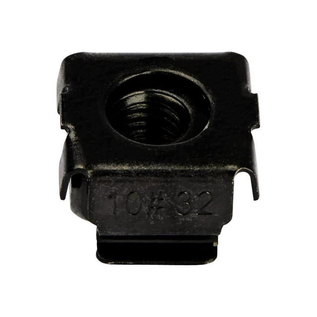 StarTech.com 10-32 Cage Nuts - 50 Pack - Rack Mount Clip Nuts - For Square Hole Server Rack - Black (CABCAGENUTS1032) - Cage nuts - black (pack of 50) - for P/N: 2POSTRACK42, 4POSTRACK12U, 4POSTRACK25U, 4POSTRACK42, RK1219WALHMR, RK1219WALHR