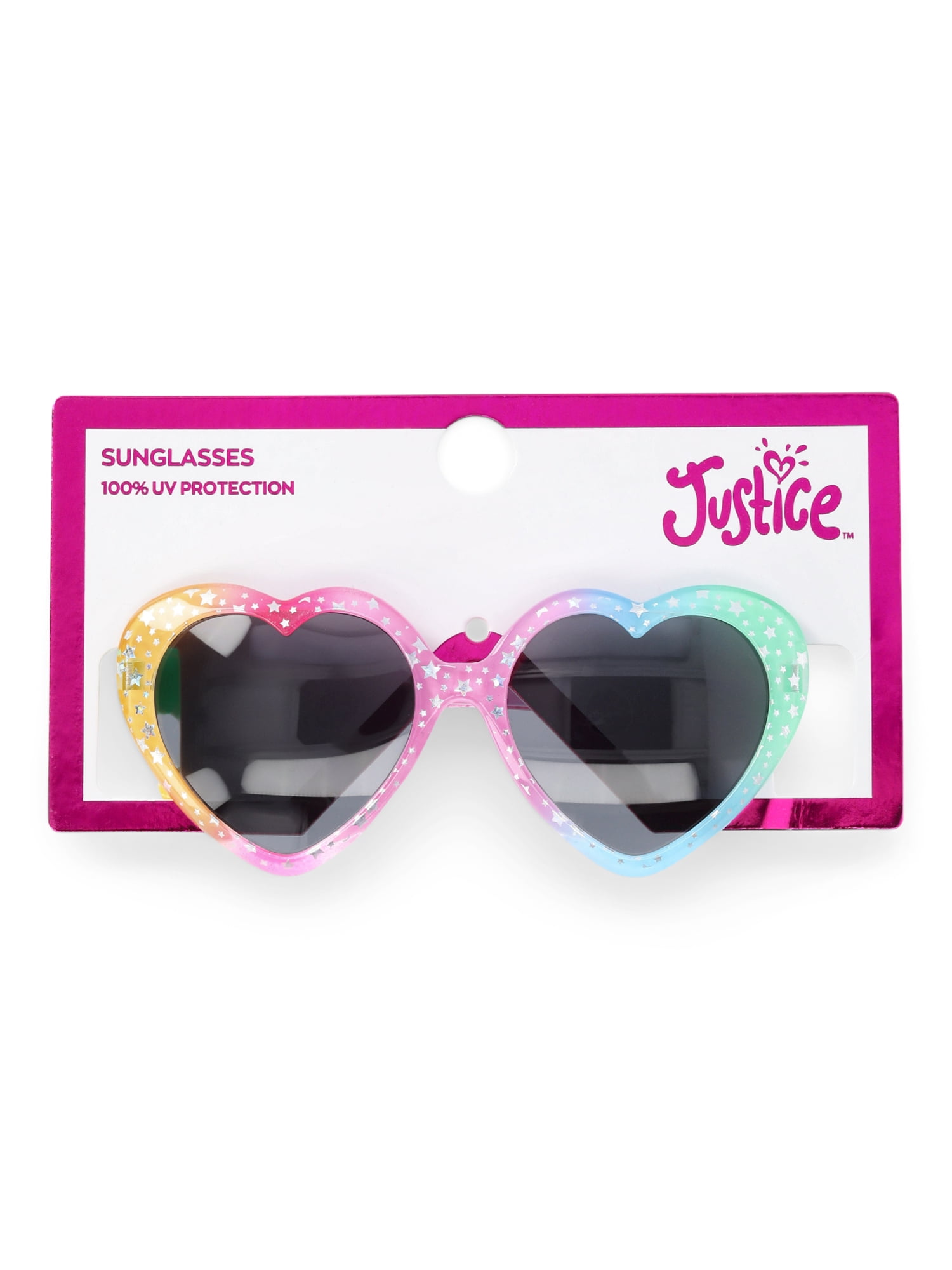 Justice Girl's Rainbow Heart Frame Sunglasses, Multi