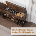 thumbnail image 5 of Shoe Bench, Lift Top Shoe Storage Bench, Adjustable Shelf Entryway Bench, Metal and Wood Shoe Rack Organizer with Cushion for Entry, Bedroom, Closet, Living Room, Hallway (Brown, 39.5“W), 5 of 8