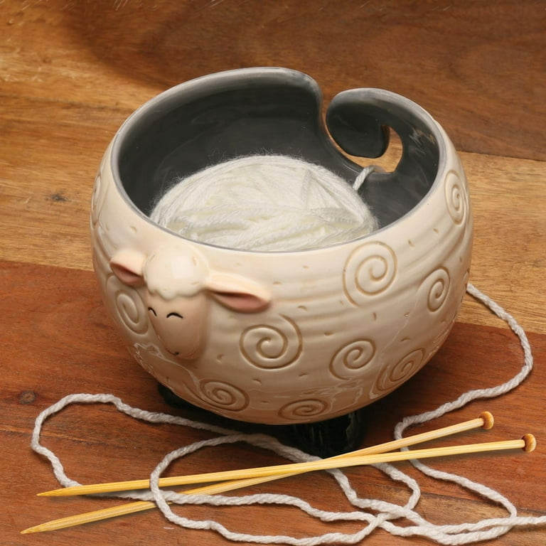 WHAT ON EARTH Yarn Bowl for Crochet Large Sheep Shaped Ceramic Yarn Holder  Crochet Bowl Knitting Bowl, 6 Inch Wide x 4 Inch High 