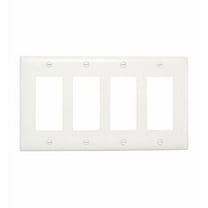 Pass & Seymour Legrand TP264-W 4-Gang Decorator GFCI Rocker Switch Wall Plate, Trademaster Size, Unbreakable Nylon, White