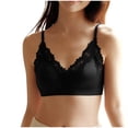 thumbnail image 4 of Bxsruta Wirefree Lace Bralette for Women Comfort Lightly Padded Wireless Bra Seamless Thin Straps V Neck, 4 of 8