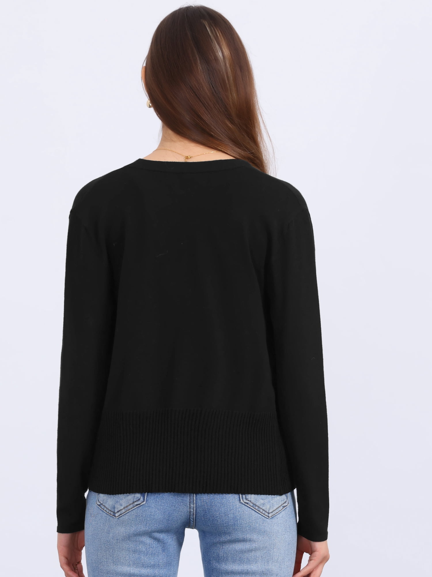 DARING DIVA Women's Open Front Long Sleeve Knit Cropped Cardigan XS Black