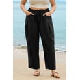 thumbnail image 3 of CASSIE LIZ Plus Size Pants Dress Wide Leg Crop Pleated Lounge Elastic High Waist Pants with Pockets Solid/Leopard (XL-5XL), 3 of 6