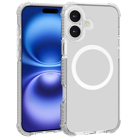 For Apple iPhone 17 (6.3") Phone Case, Magnetic Acrylic Case Transparent Back, Rugged Colorful Frame, Shockproof Hybrid, MagSafe Compatible Cover for iPhone 17 - White