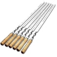 thumbnail image 2 of 6 Pcs Brochettes Plates en Acier Inoxydable pour Barbecue Extérieur Manche Long, 2 of 4