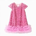 thumbnail image 1 of gdxvjhbj Robe pour Bébé Robe Fille Décontractée Col Rond Ligne A Manche à Volants Longueur Genou Robes 18 24 Mois (Rose,18-24 Months), 1 of 7