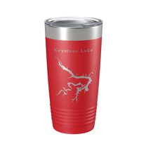 Keystone Lake Map Tumbler Travel Mug Insulated Laser Engraved Coffee Cup Oklahoma 20 oz Red