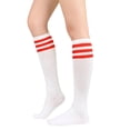 thumbnail image 2 of American Trends Womens Knee High Athletic Socks Casual Stripe Tube Outdoor Sport Socks Thigh High Tights Stockings 1 Pack White Red, 2 of 4