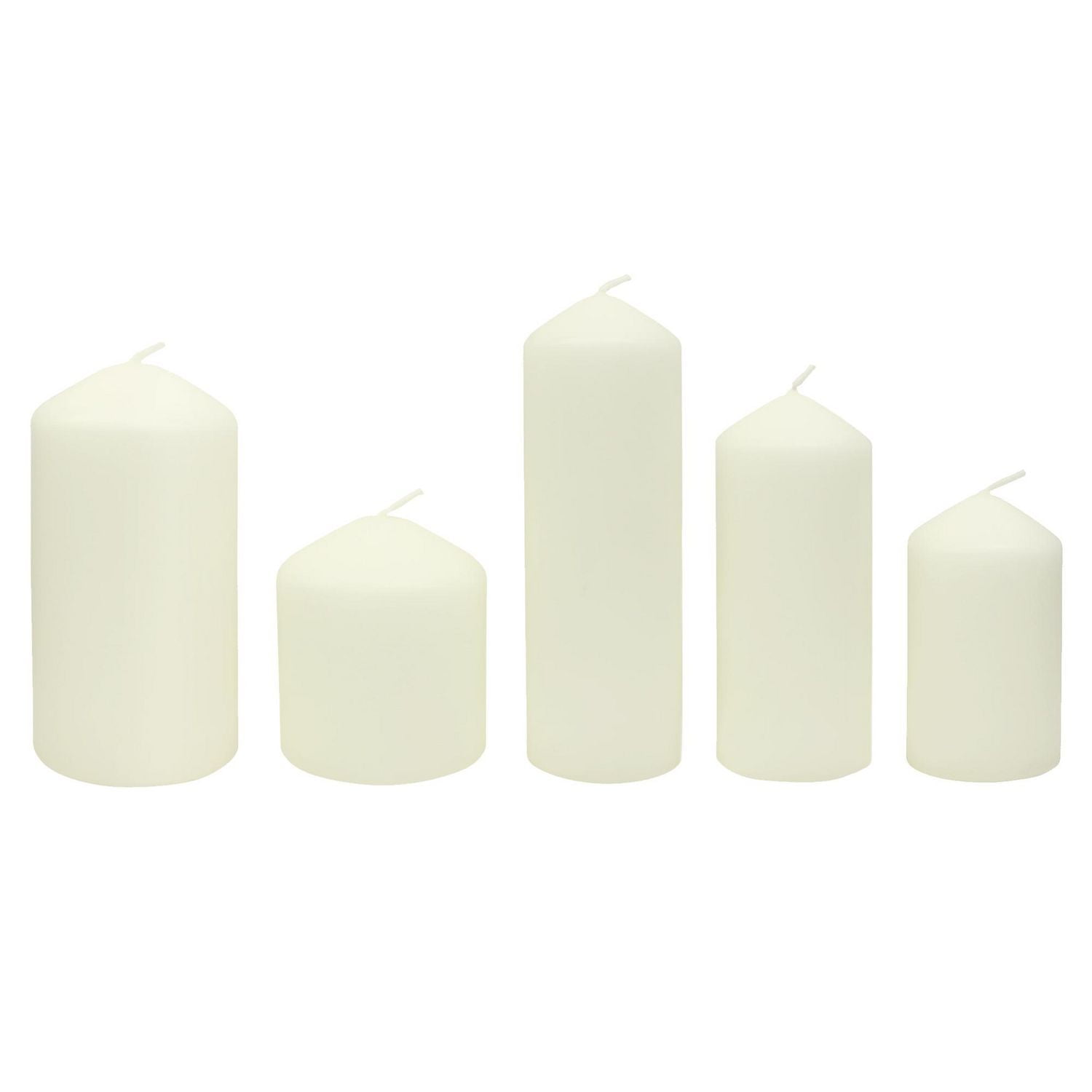 Mainstays Unscented Pillar Candle Set, Pack of 5, various size