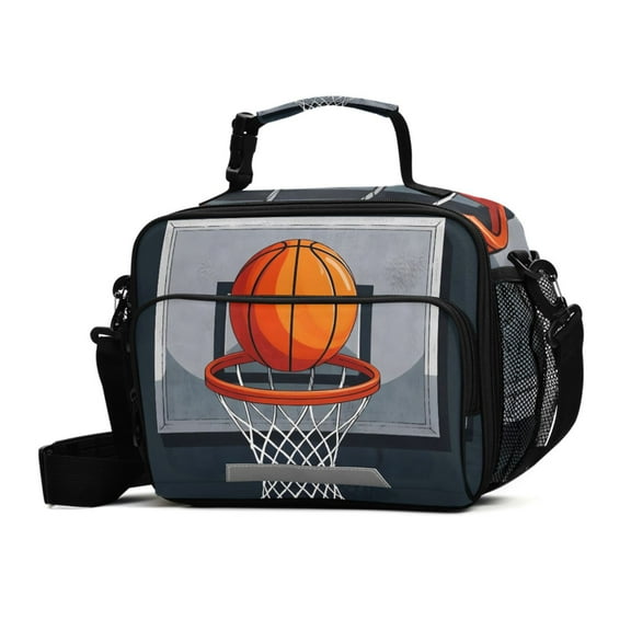 ALAZA A Basketball Lunch Box Insulated Cooler Bag Reusable Tote Bags Shoulder Strap