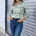 thumbnail image 5 of Aboser Womens Button Down Flannel Shacket Streetwear Cozy Soft Long Sleeve Shirt Jacket Vintage Plaid Shackets Travel Wear, 5 of 7