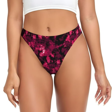 Qokaie Burgundy Tie Dye Printed Women s Cotton Thong Underwear  Sexy Breathable Panties G-string-3X-Large
