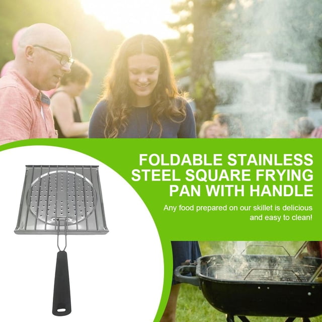 Estante para barbacoa para acampar con asa, cestas plegables para asar a la parrilla para pescado/verduras/camarones