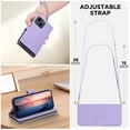 thumbnail image 4 of Wallet Case for iPhone Air, PU Leather TPU Protective Rugged Cover with Credit Card Slots Cash Slot Zipper Pocket Magnetic Closure Kickstand Wrist Strap & Adjustable Shoulder Strap, Purple, 4 of 7