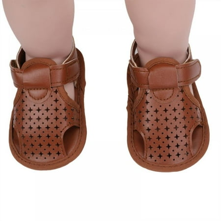 

MEROTABLE Summer Newborn Infant Baby Boys PU Sandals Soft Sole Anti Slip Solid color baby shoes toddle baby shoes Prewalkers 0-18M