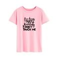 thumbnail image 3 of TWZH Women Free Hugs Just Kidding Don't Touch Me Letter Short Sleeve T-Shirt, 3 of 6