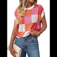 thumbnail image 2 of Suéter de Verano para Mujer, de Punto, con Cuello Redondo, Mangas , Color Block, Rosa y Rojo Talla M, 2 of 9