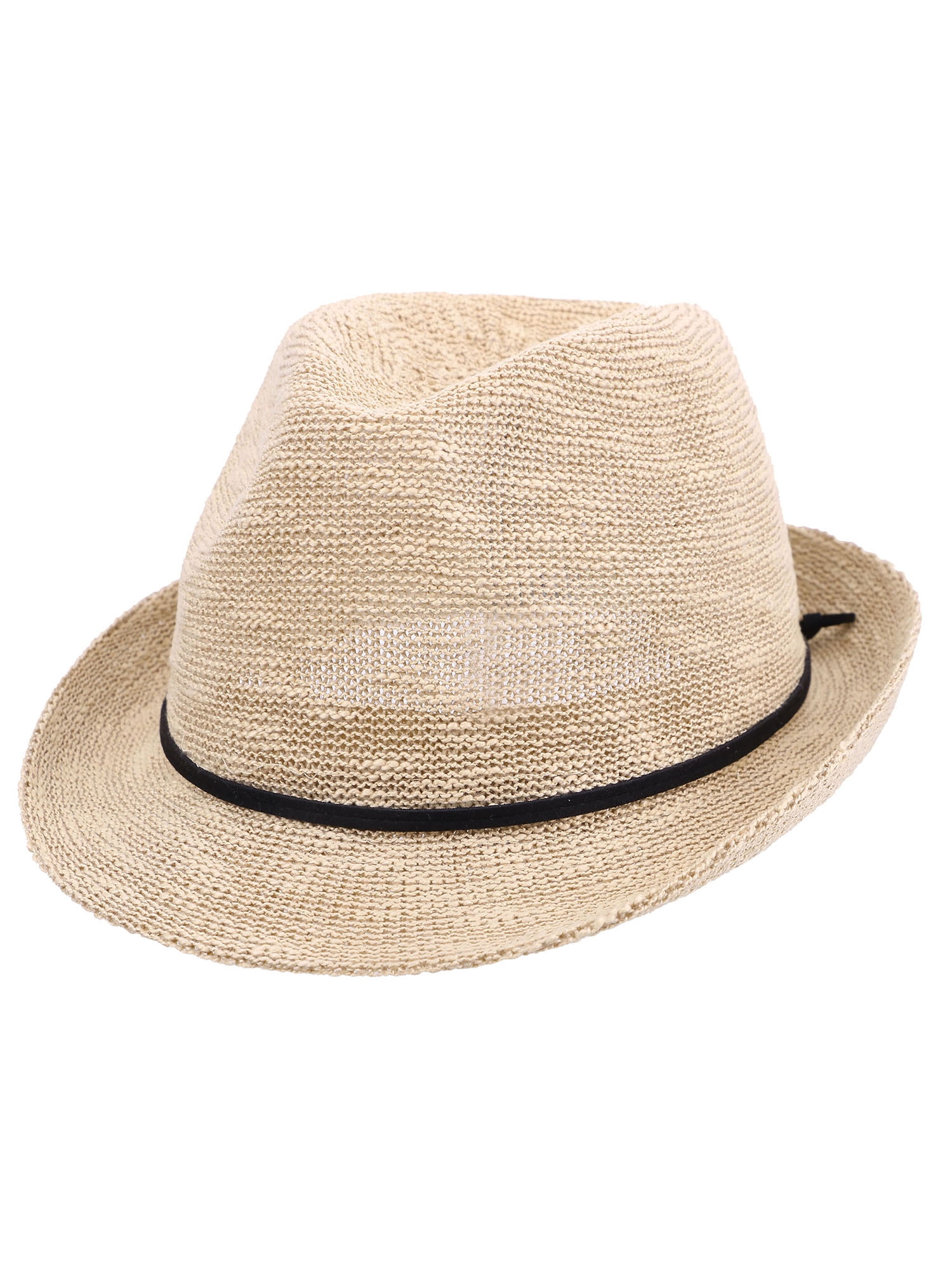 Foldable Fedora Hat Men Women's Short Brim Roll up Sun Hat, Natural