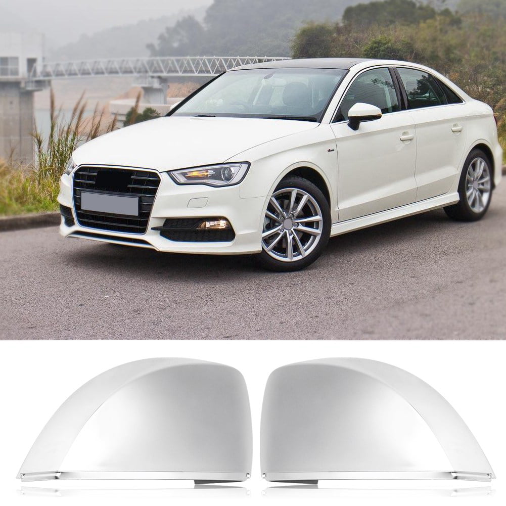 Pair of Matte Chrome Rearview Mirror Cover Protection Cap for A3 S3 8V 13-18
