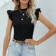 thumbnail image 3 of Top De Manga Corta De Punto para Mujer, Cuello Medio Alto, Color Puro, Ajustado, Elegante, Jersey De Verano, Top Negro S, 3 of 8