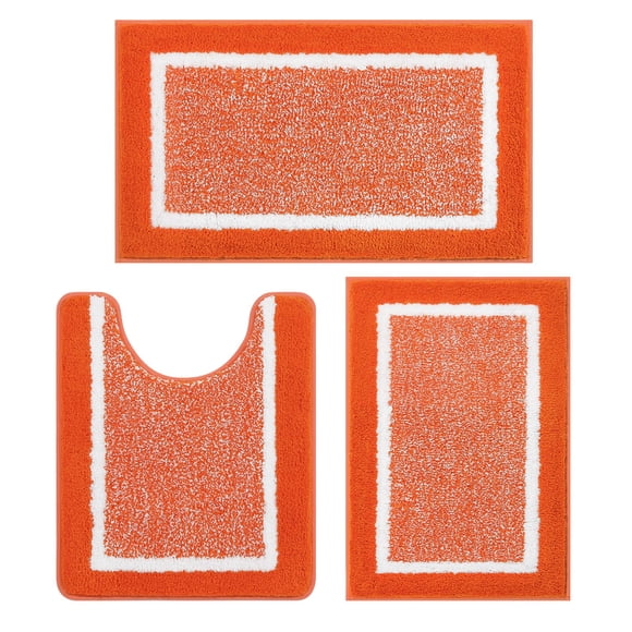 Juego de alfombras de baño Pauwer de 3 piezas con inodoro contorneado en forma de U
