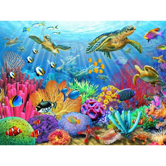 Art.com Turtle Coral Reef Art Print by Adrian Chesterman, 16" x 12"