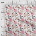 thumbnail image 2 of oneOonePolyesterSpandexWhiteFabricAsianJapaneseKoiFishWithFloralDressMaterialFabricPrintFabricByTheYard56InchWide, 2 of 4