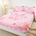 thumbnail image 3 of Castle Fairy Monogrammed Letter 3pcs Twin Sheet Sets,Dreamy Princess Twin Fitted Sheet,Flower Butterfly Breathable Flat Sheet,Microfiber Pink Bow Bedroom Decor, 3 of 7
