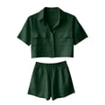 thumbnail image 5 of QGJZVUNL 2 Piece Sets for Women Summer Casual Short Sleeve Button Tops Elastic Waist Shorts Lounge Set Size L, 5 of 6