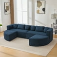 thumbnail image 2 of Harper & Bright Designs Boneless Couch Modular Sectional Sofa, Sponge Compression Sofa Free combination, Curved Foam Floor Sofa Bed with Deep Seating for Living Room, Blue, 2 of 13