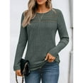 thumbnail image 3 of Cogild Women Long Sleeve Shirts for Womens Ribbed Knit Sweaters for Womens with Lace Patchwork Detail Casual Tops for Womens, 3 of 6