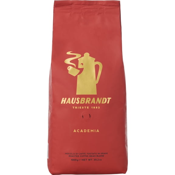 Hausbrandt Academia Espresso Whole Bean coffee in bag. Net 2.2lbs/1kg.