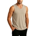 thumbnail image 5 of cllios Tank Tops Men Soft Comfy V Neck Sleeveless T Shirts Solid Color Lightweight Loose Fit Tank Top for Casual Summer Khaki XXXXL, 5 of 6