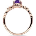 thumbnail image 6 of Art Deco Marquise Filigree Engagement Ring Amethyst Cubic Zirconia Rose Tone 925 Sterling Silver, Size 7, 6 of 7