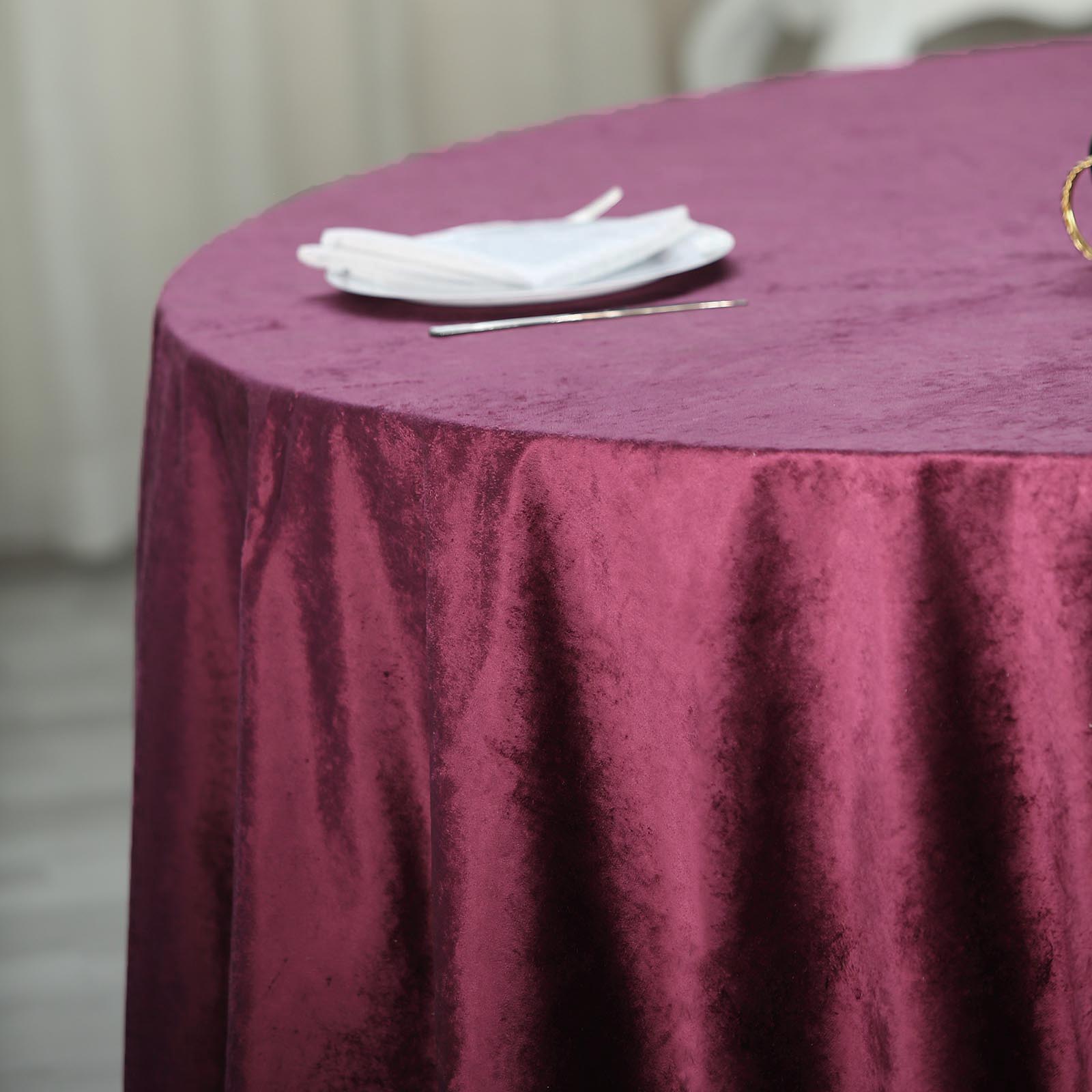 Efavormart 120" Wholesale Round Tablecloth Purple Premium Velvet Round