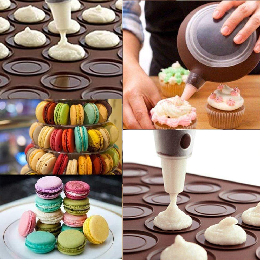 Details about   2PCS Silicone Macaron Baking Mat Non Stick Heat Resistant with 30 Macaron Mould 