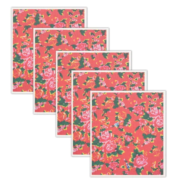 Paquete de 5 toallas de papel reutilizables, toallas de cocina suecas que no rayan, paños de esponja de celulosa súper absorbentes, biodegradables, aptas para lavavajillas, sin olor