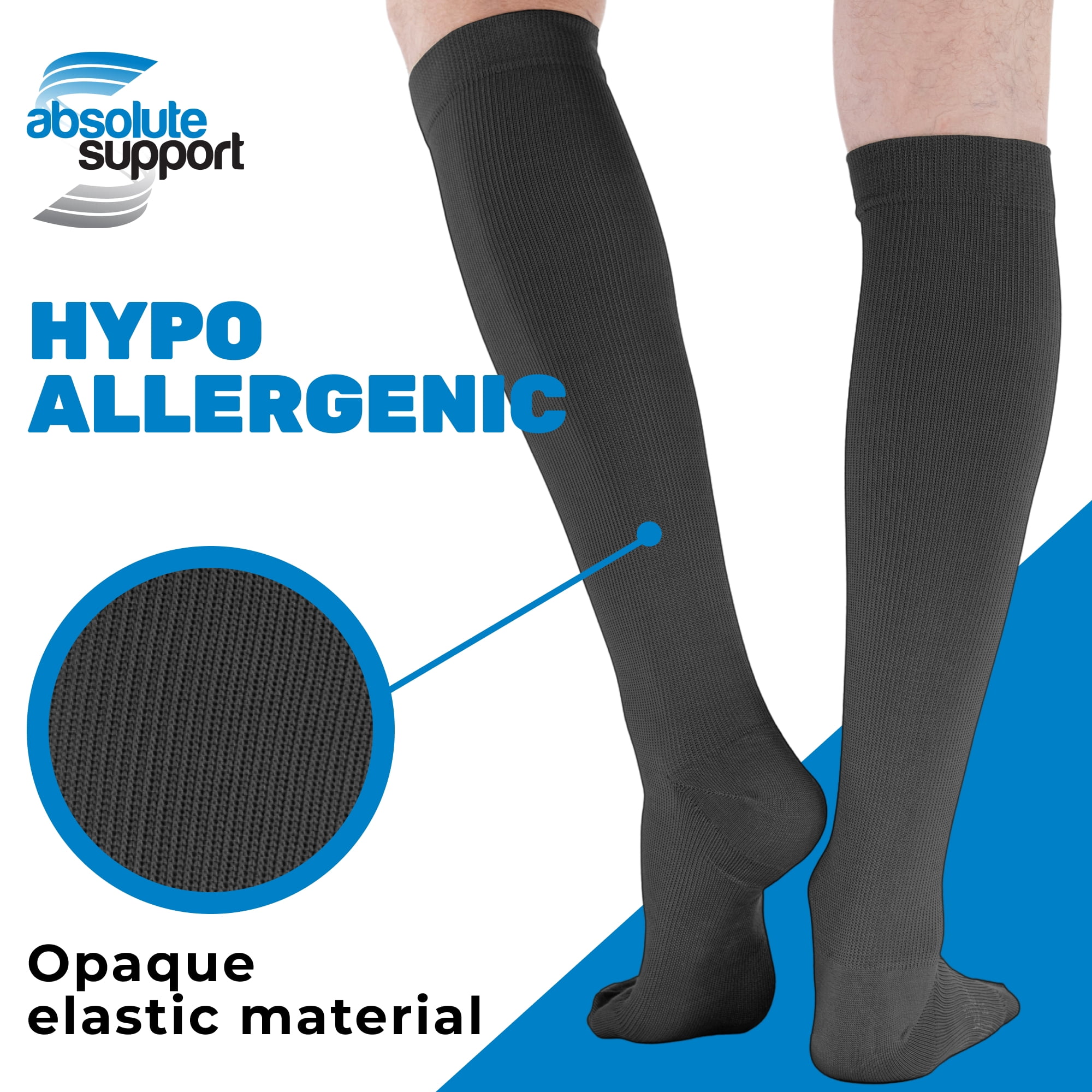 Made in USA - Wide Calf Compression Socks for Men 20-30mmHg Black, 2X-Large
